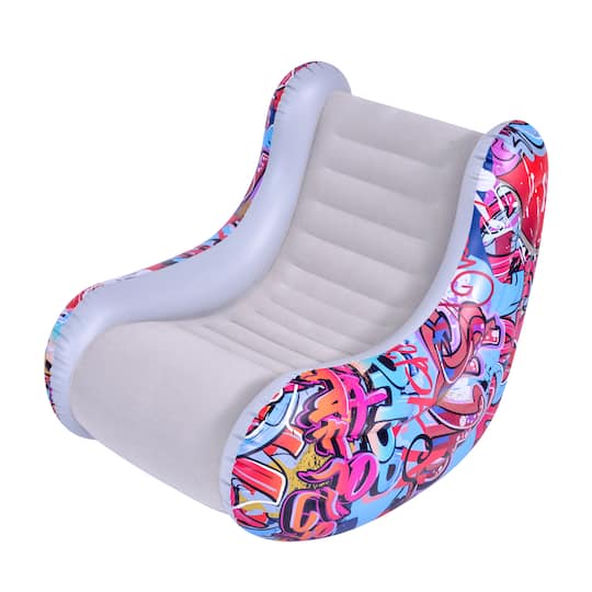 37&#x22; Graffiti Design Flocked Inflatable Lounge Chair